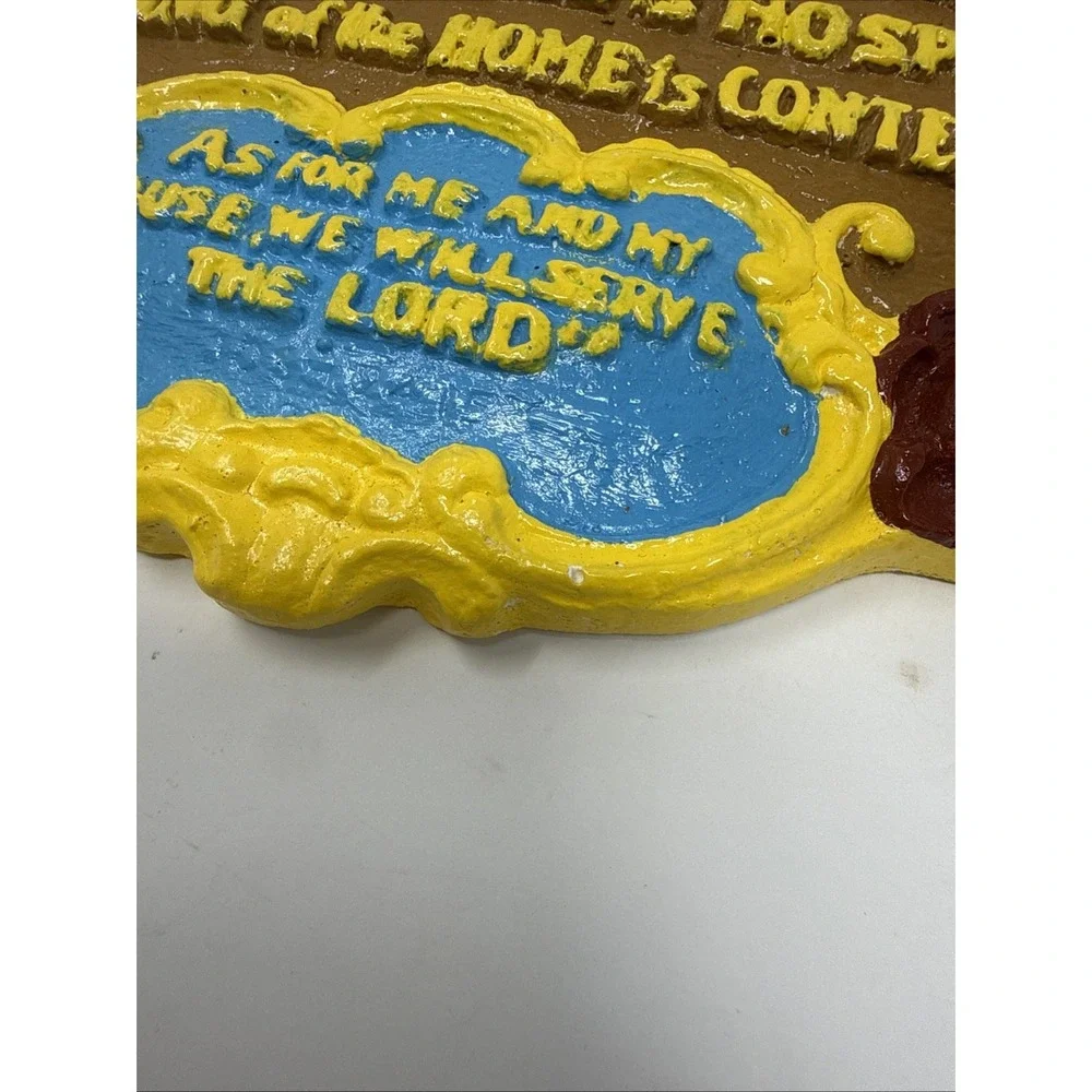 Vintage70's Home Blessings Wall Ceramic Plaque Joshua 24:15 Vibrant Painted